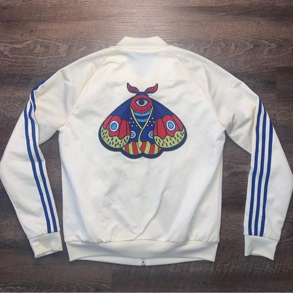 Adidas Originals Embroidered Moth Superstar Jacket Blue/Red Women's Size Medium - Picture 4 of 9